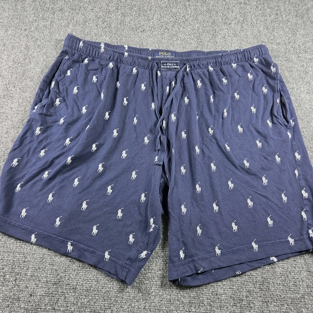 Polo Ralph Lauren Sleepwear Shorts Men's XL Navy Blue Allover Pony Logo Print